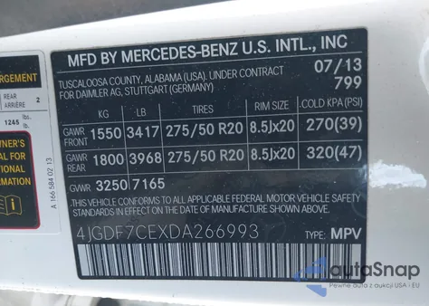 2013 Mercedes-Benz Gl 450 4Matic z USA, uszkodzony, nr VIN 4JGDF7CEXDA266993